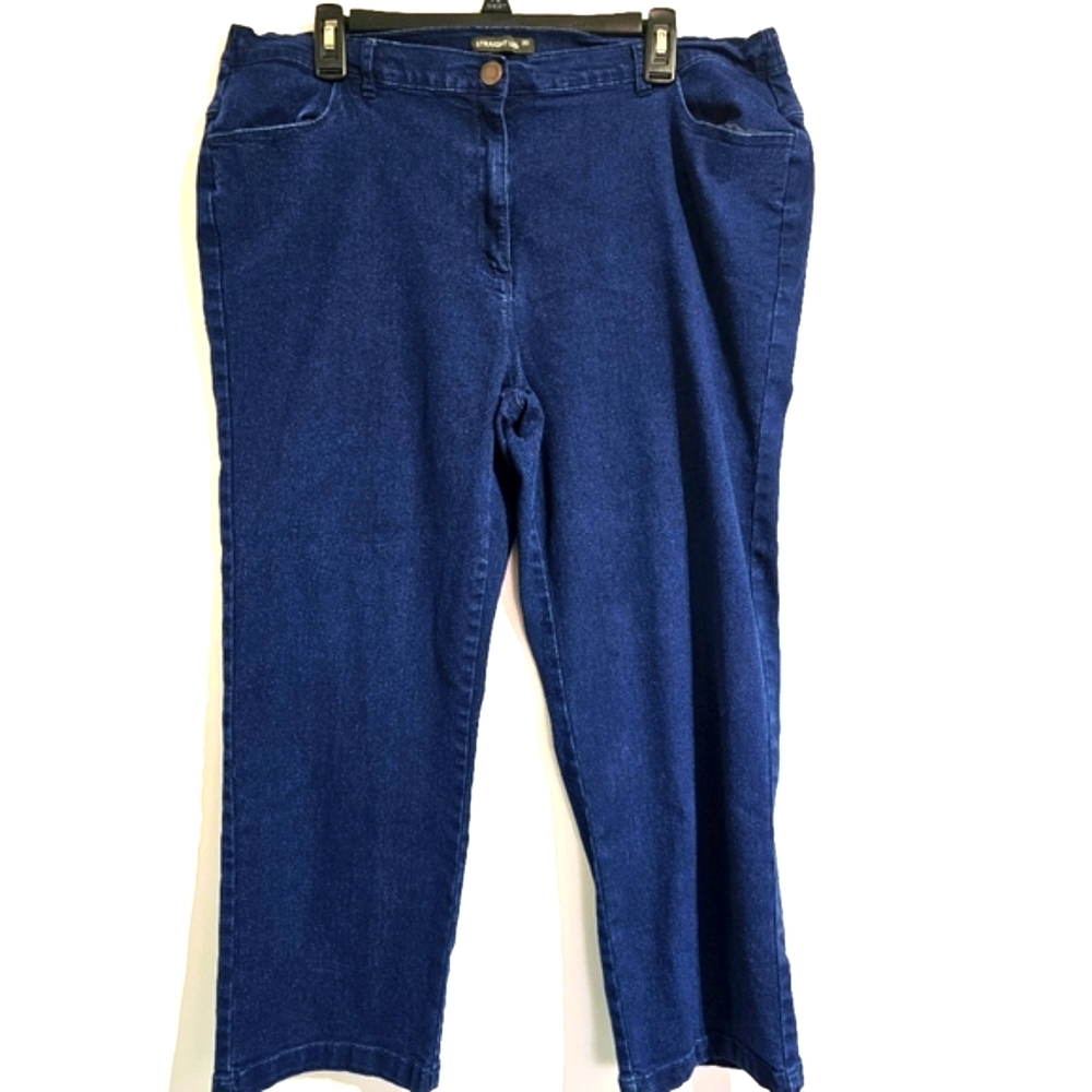 Bon Marché 20 Plus Size Blue Lightweight High Riser Straight Leg Denim Jeans